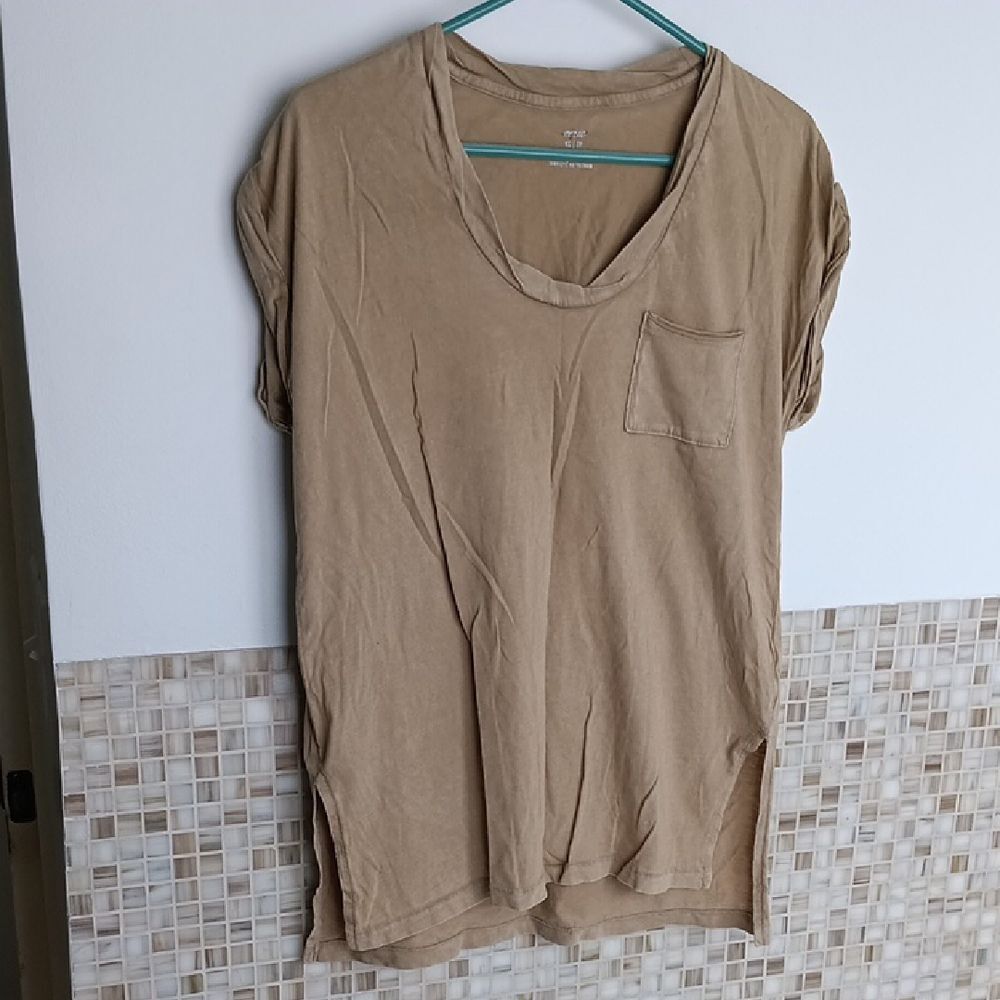 Aerie Cotton Boxy Tunic Khaki